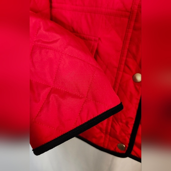 Talbots Jacket Women's Size Small Red Black Quilted Coat Corduroy Trim Classic - Picture 9 of 11